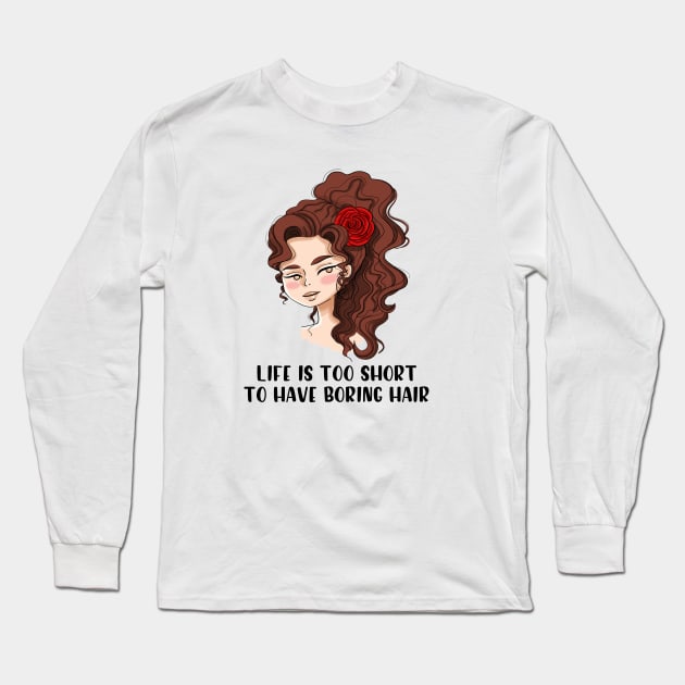 Curly Hair Long Sleeve T-Shirt by Ghaida Shop